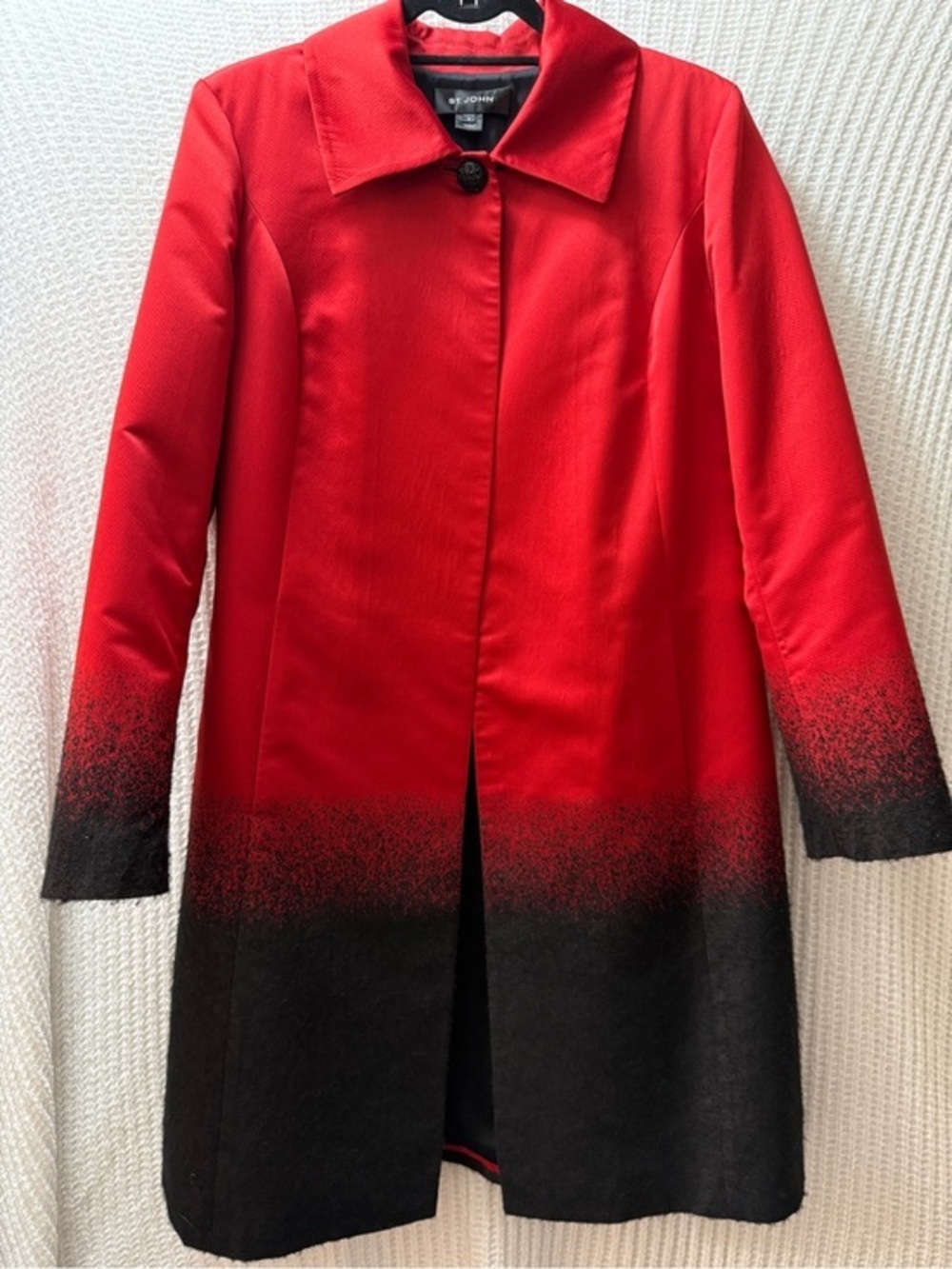 St. John Red to Black Ombre Single-Button Trench Coat